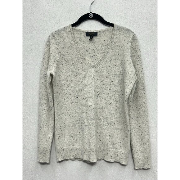 Charter Club Luxery Cashmere Sweater Women’s Small Beige V Neck Comfort Preppy - Picture 1 of 6